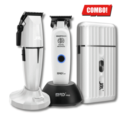 Combo White Clipper & Shaver JRL ONYX + Trimmer MRD Smart Brain